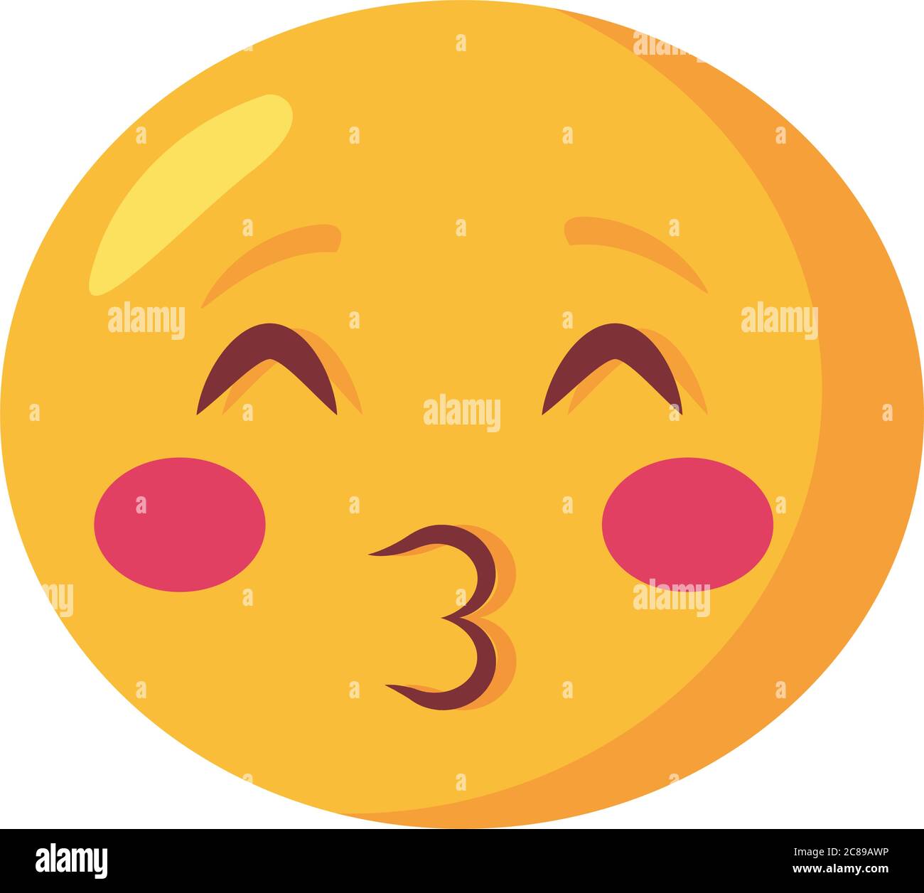 kissing emoji face classic flat style icon vector illustration design