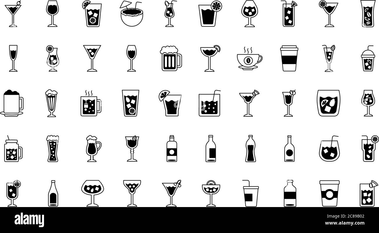 bundle of drinks collection set icons vector illustration design Stock ...