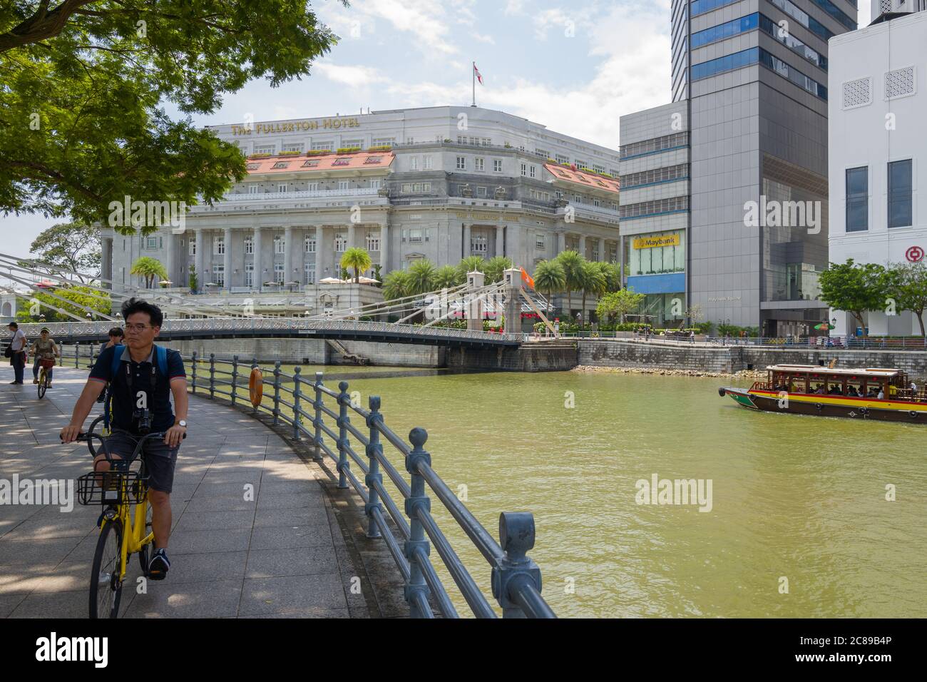 The Fullerton Hotel Singapore on the banks of the Singapore River Stock Photo