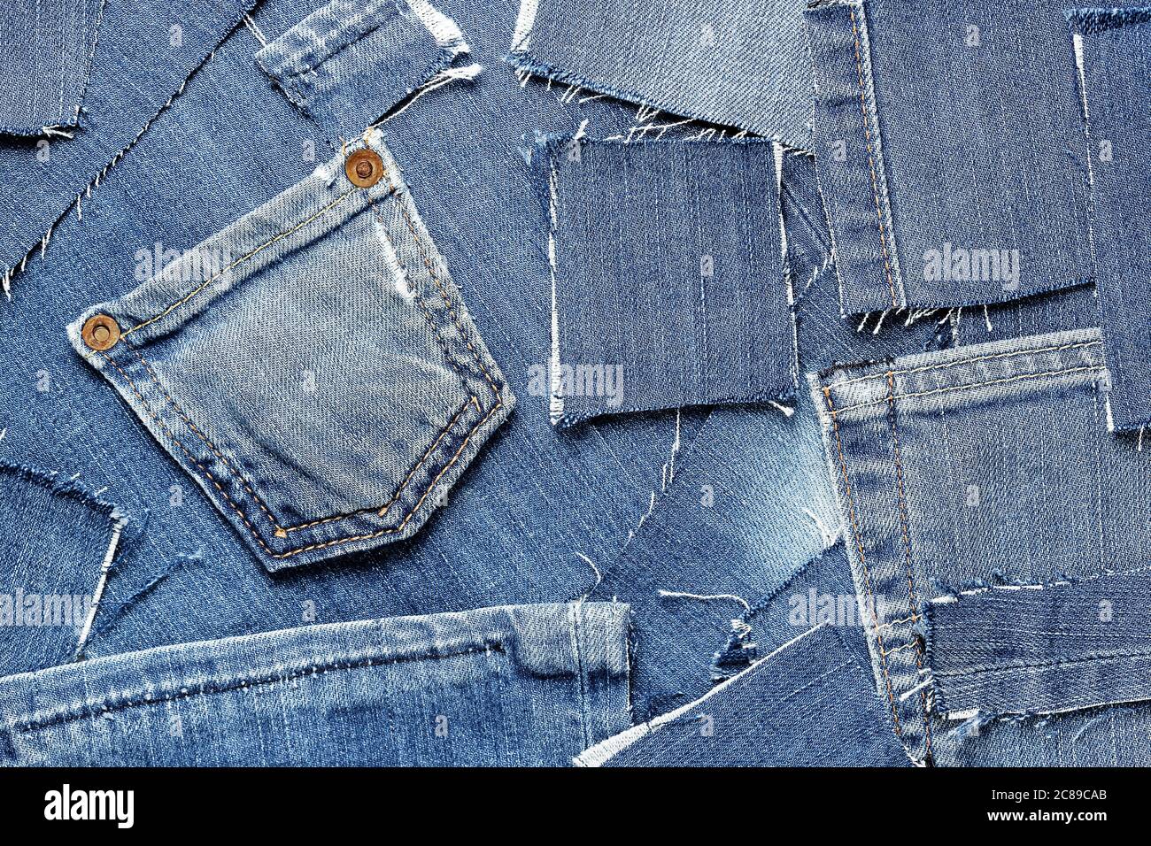 Jeans Denim Texture Patchwork Bag. Stock Photo, Picture and Royalty Free  Image. Image 72567647.