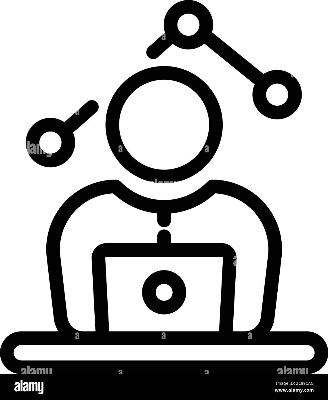 Laptop modern trader icon, outline style Stock Vector