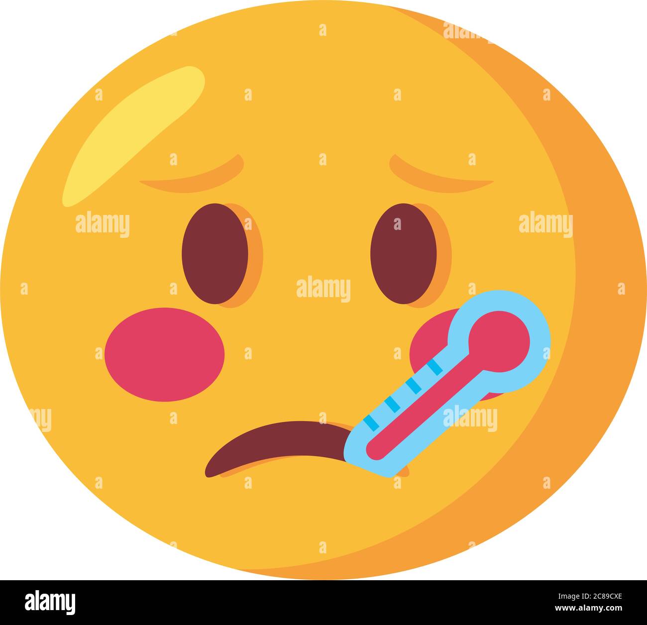 sick emoji face with thermometer classic flat style icon vector