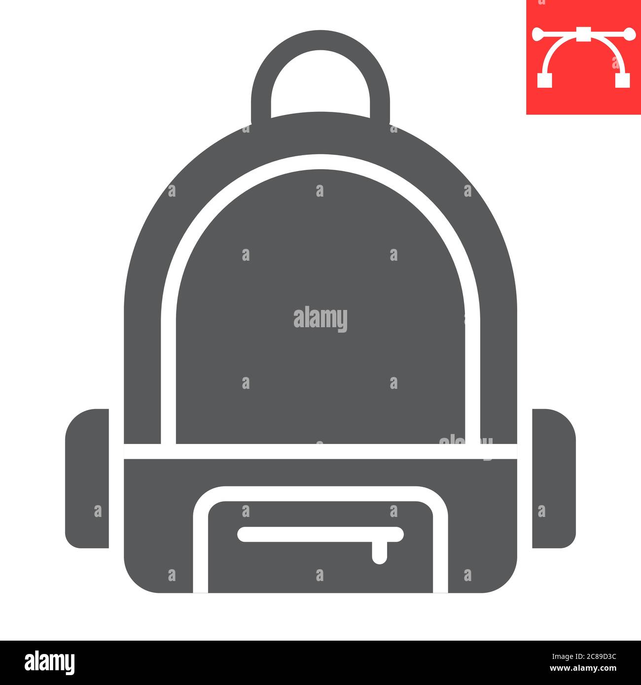 School bag glyph icon, school and education, backpack sign vector graphics, editable stroke solid icon, eps 10. Stock Vector