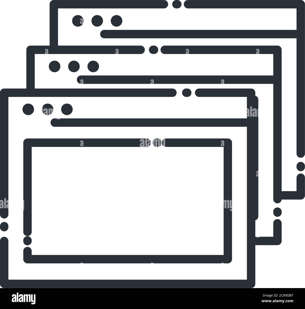 Websites pages line style icon design, Technology internet media layout ...