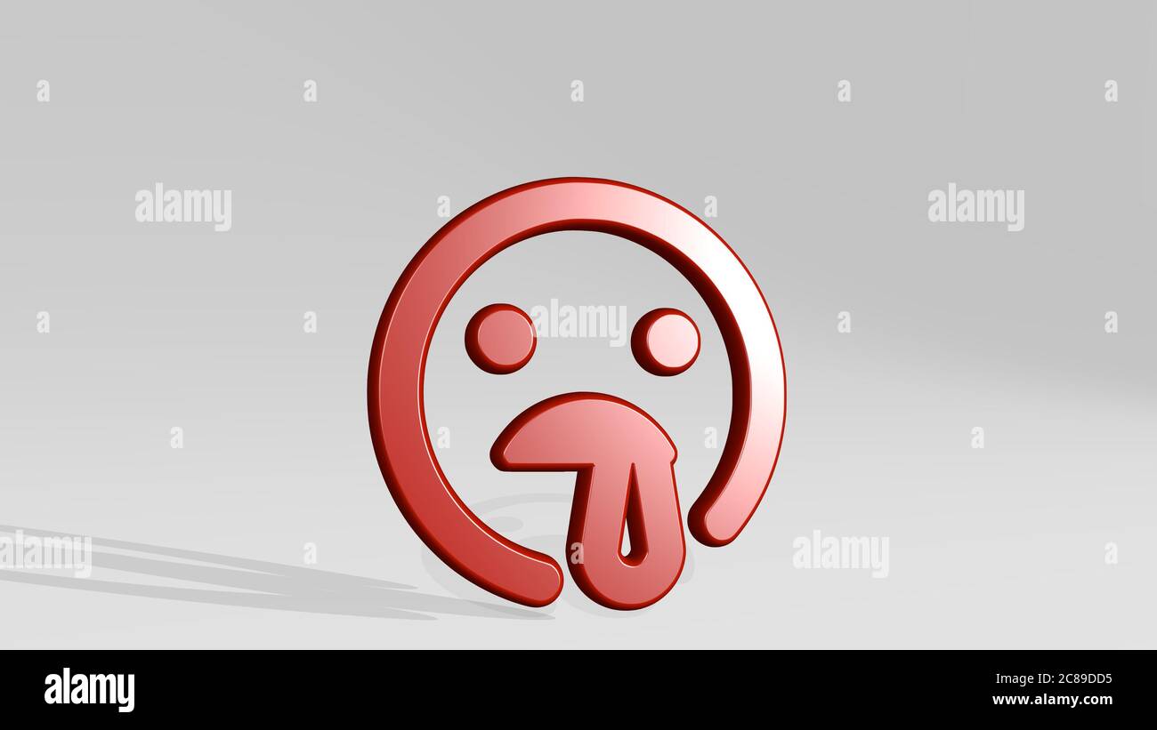 SMILEY DROOL 1 ALTERNATE made by 3D illustration of a shiny metallic ...