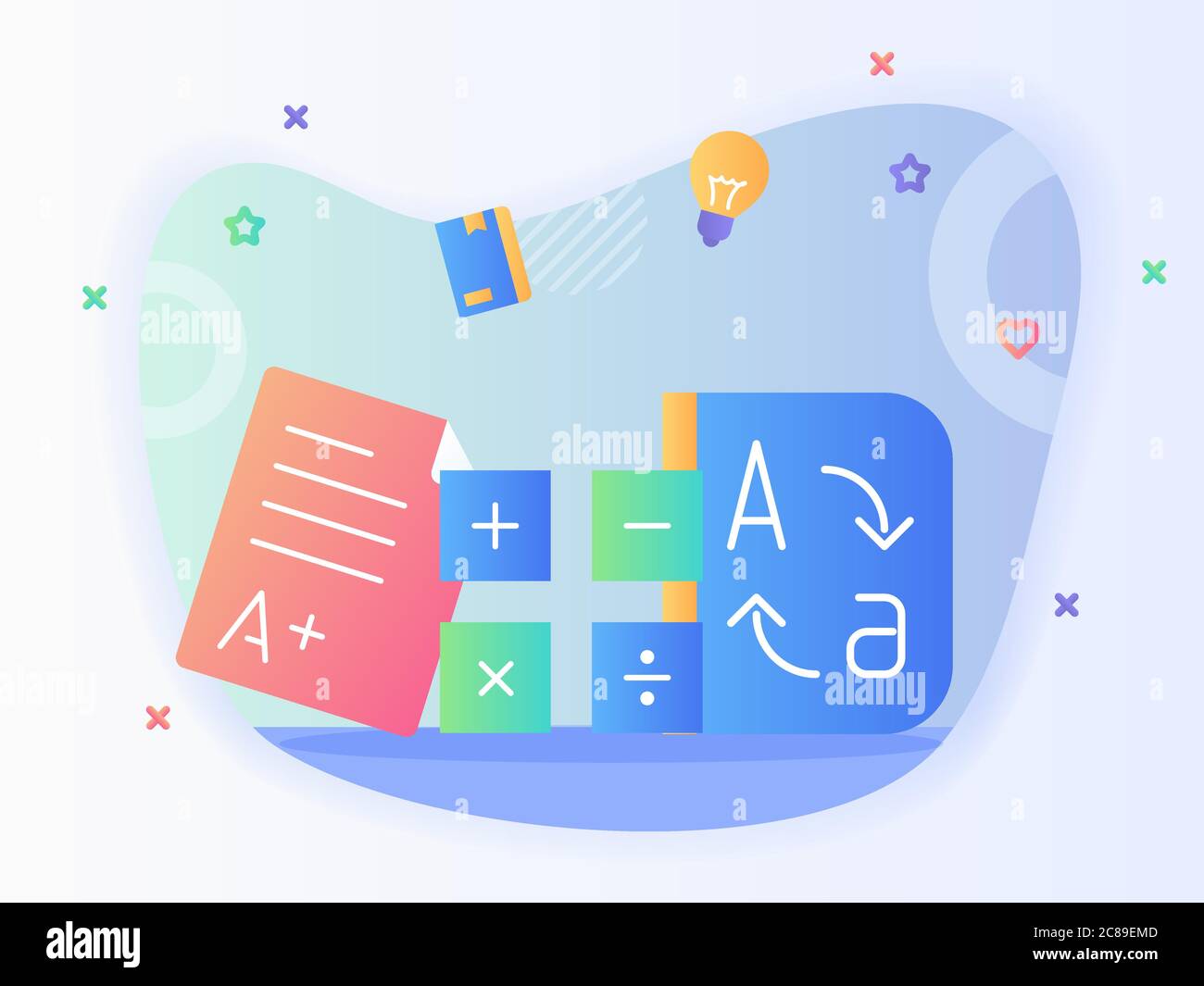 Calculate mathematics book math science concept with flat style Stock