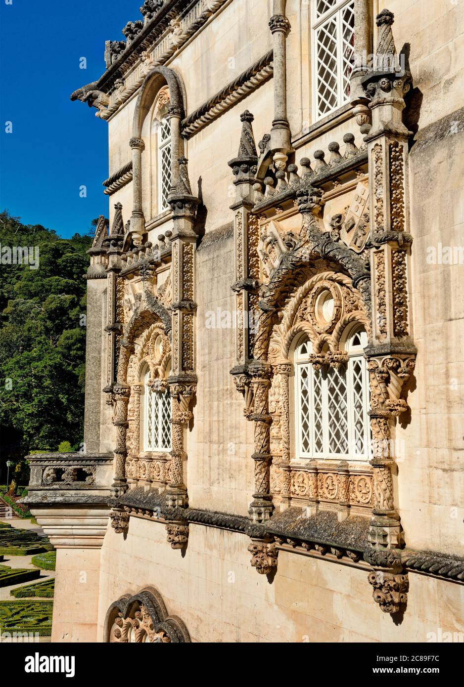 Bucaco windows, Manueline gothic architecture, Aveiro, Portugal Stock Photo