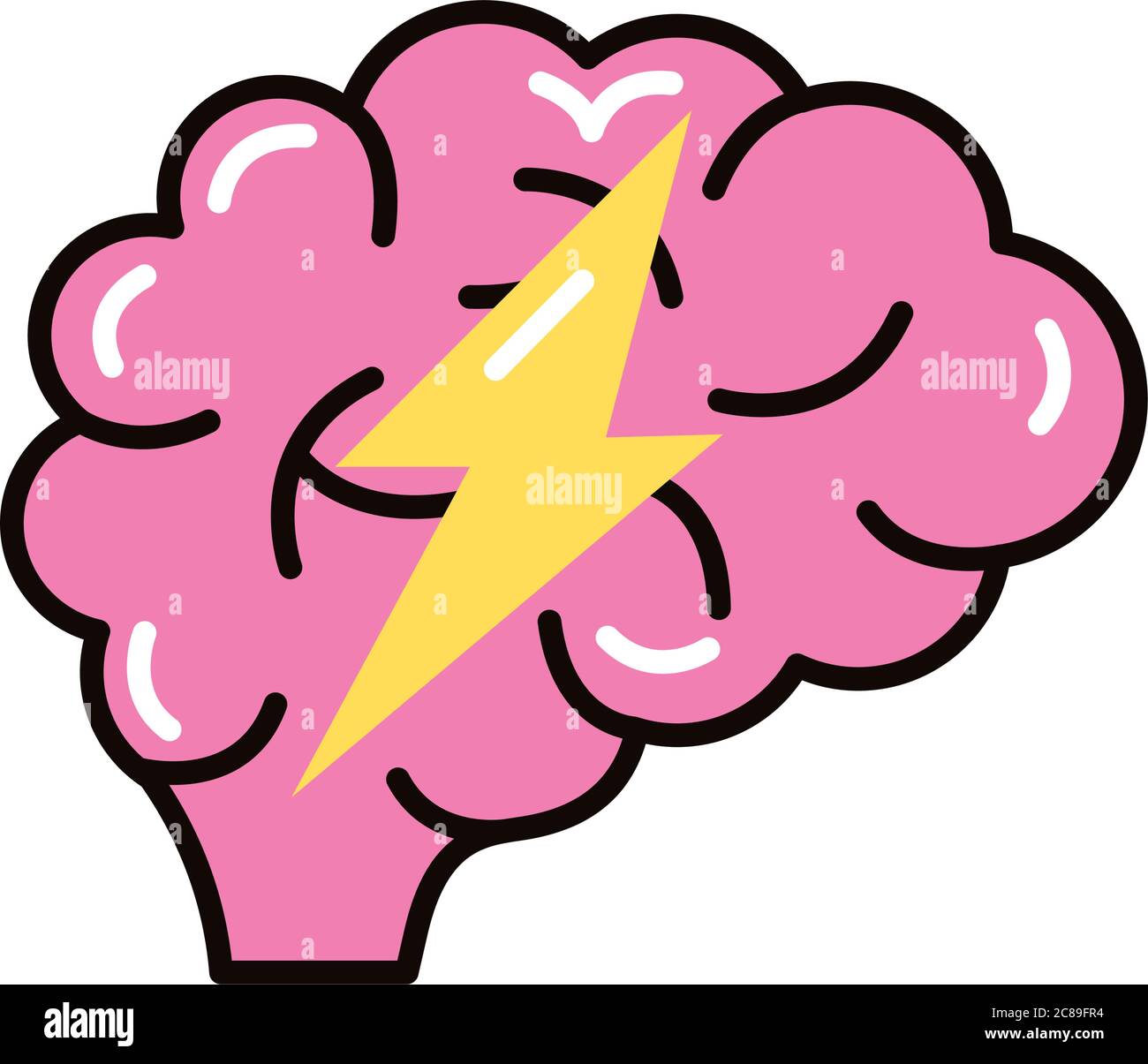 brain human with ray power line and fill style icon vector illustration ...