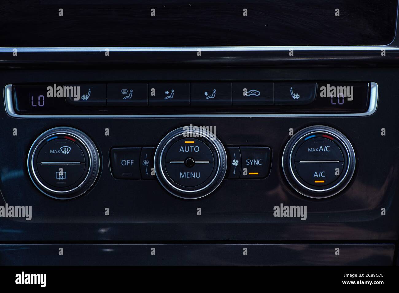 Car ventilation control system panel, automotive background Stock Photo