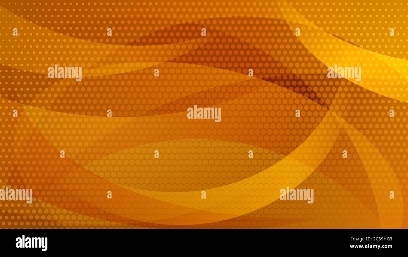 Abstract background of curved lines, curves and halftone dots in yellow ...