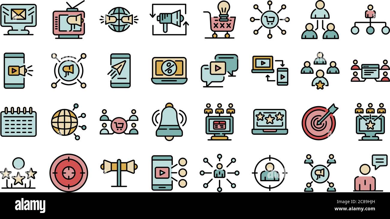 Remarketing icons vector flat Stock Vector