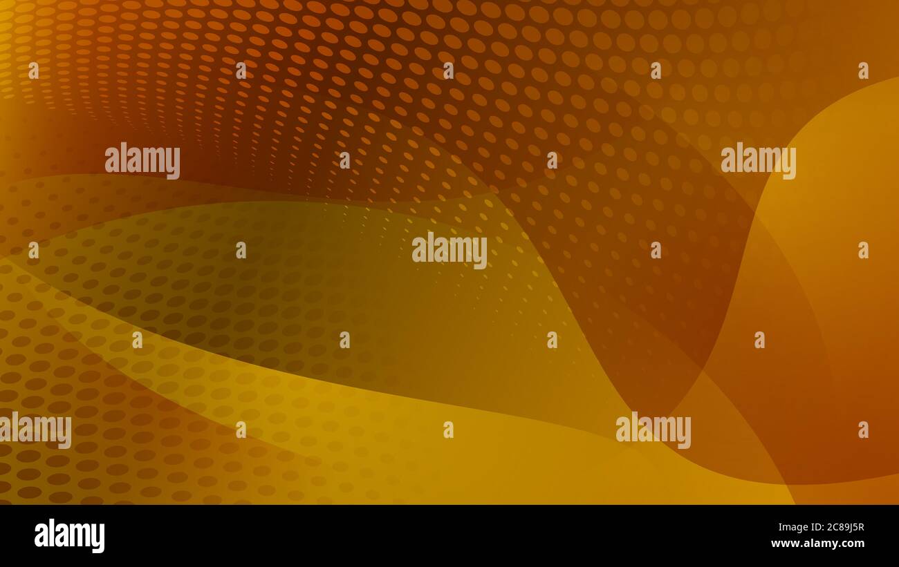 Abstract background of curved lines, curves and halftone dots in yellow ...