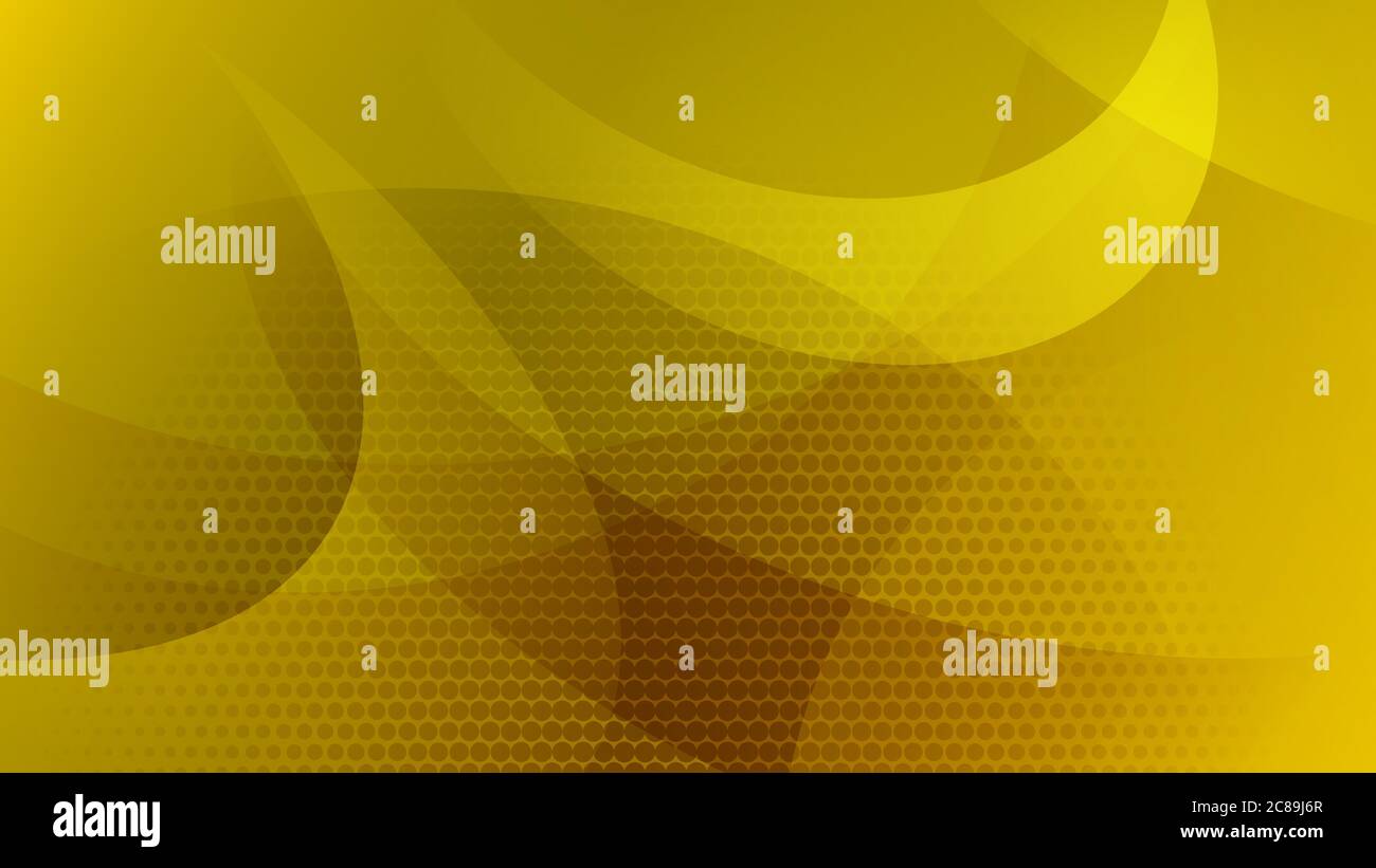 Abstract background of curved lines, curves and halftone dots in yellow ...