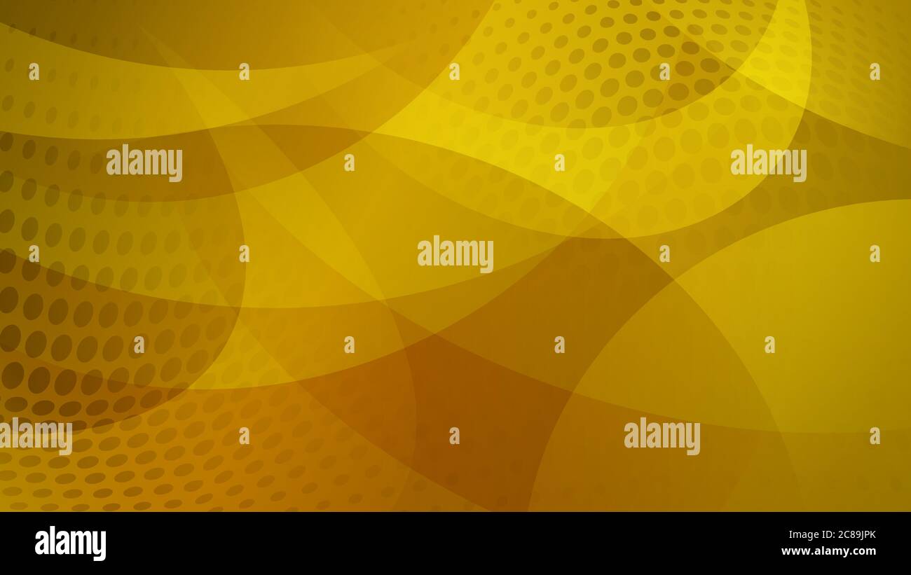 Abstract background of curved lines, curves and halftone dots in yellow ...