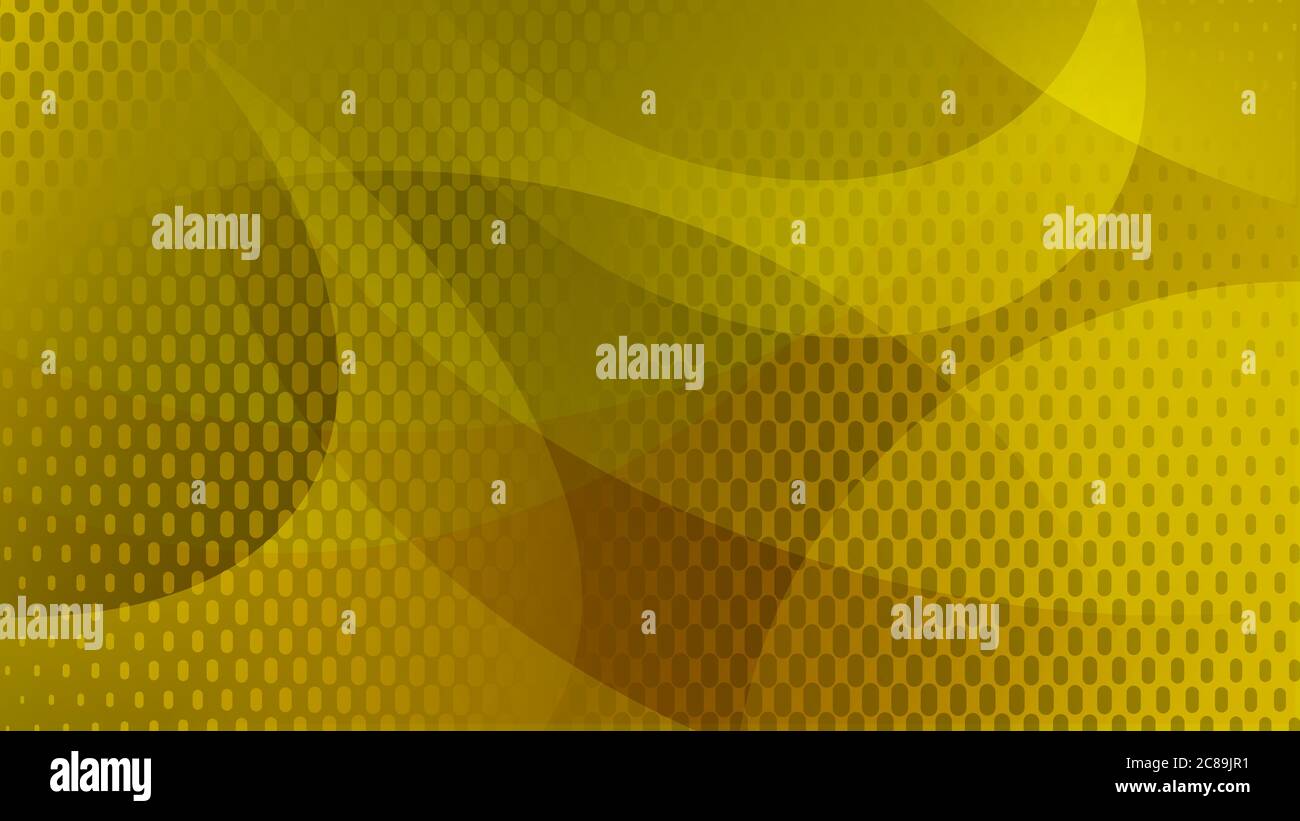 Abstract background of curved lines, curves and halftone dots in yellow ...