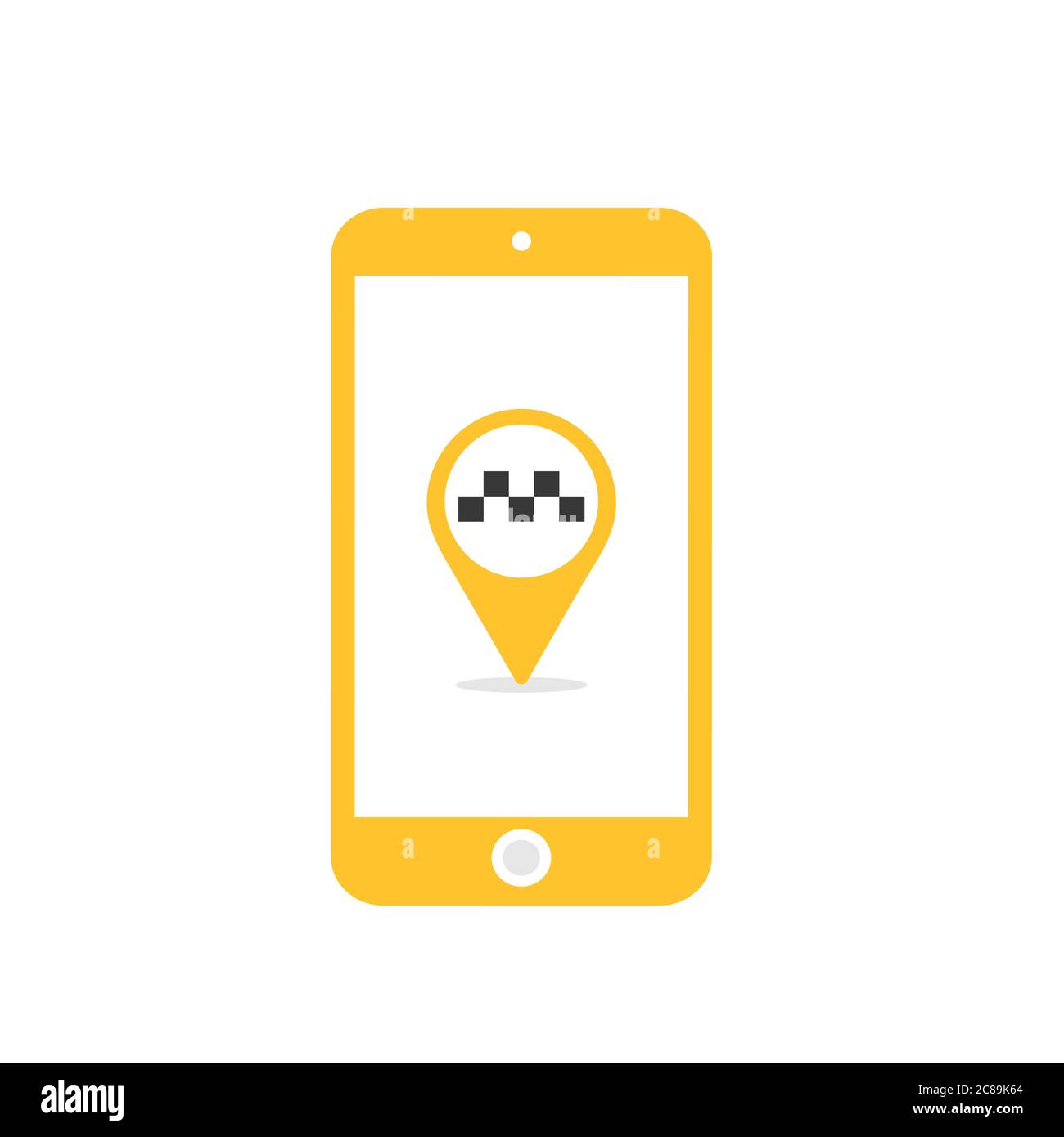 Smartphone screen with taxi yellow pin. Vector taxi mobile app icon ...