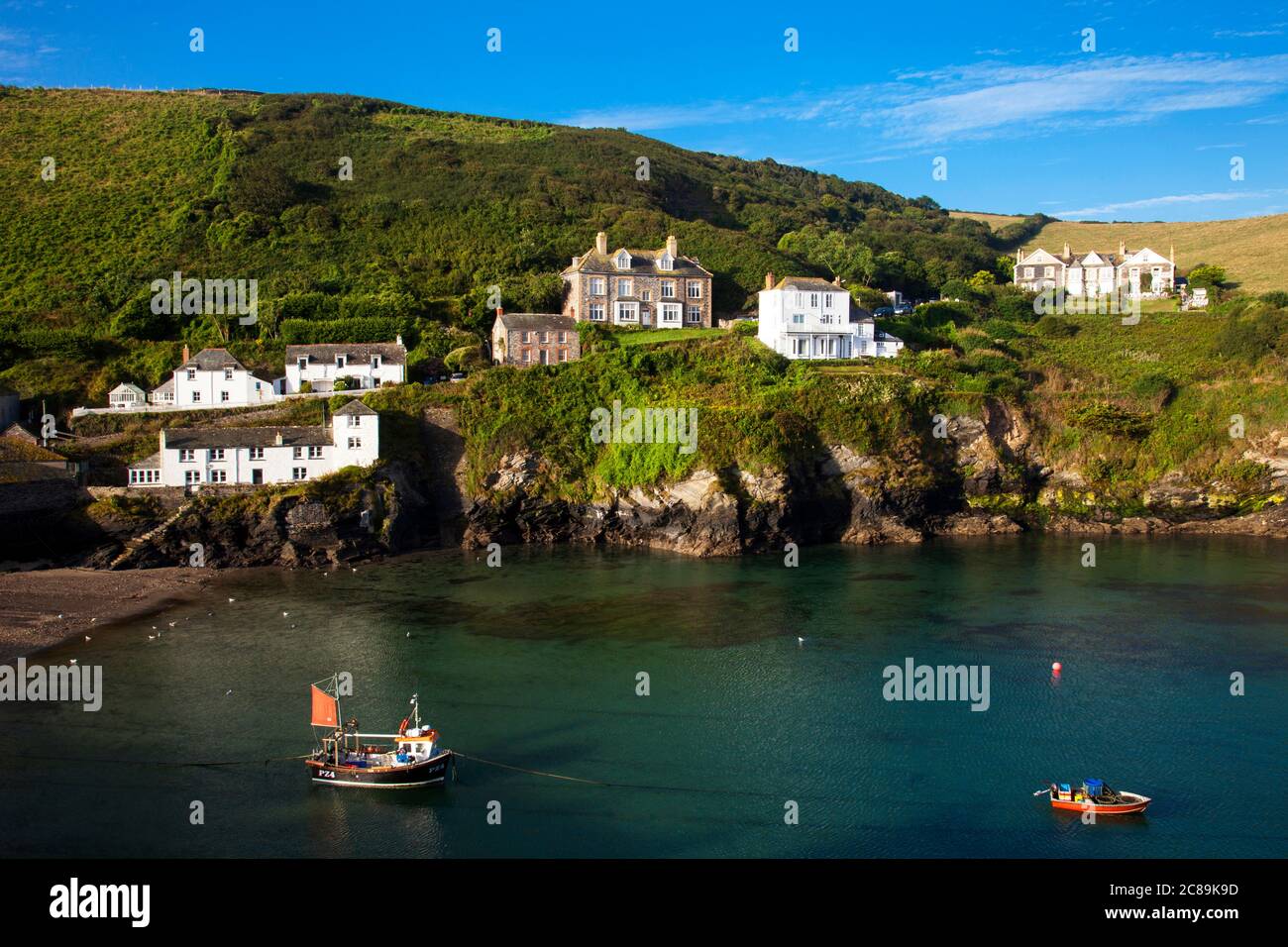 The harbour in the fishing village of Port Isaac on North Cornwall's Atlanic coast. Stock Photo