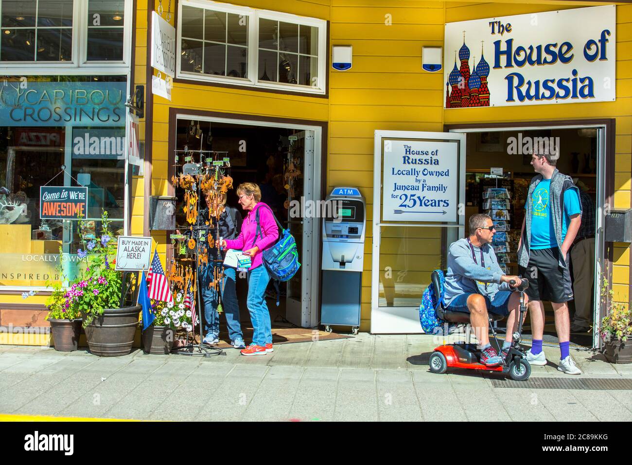 Franklin Street, Juneau,Alaska,shops in juneau,tourists,alska,united states,usa, Stock Photo