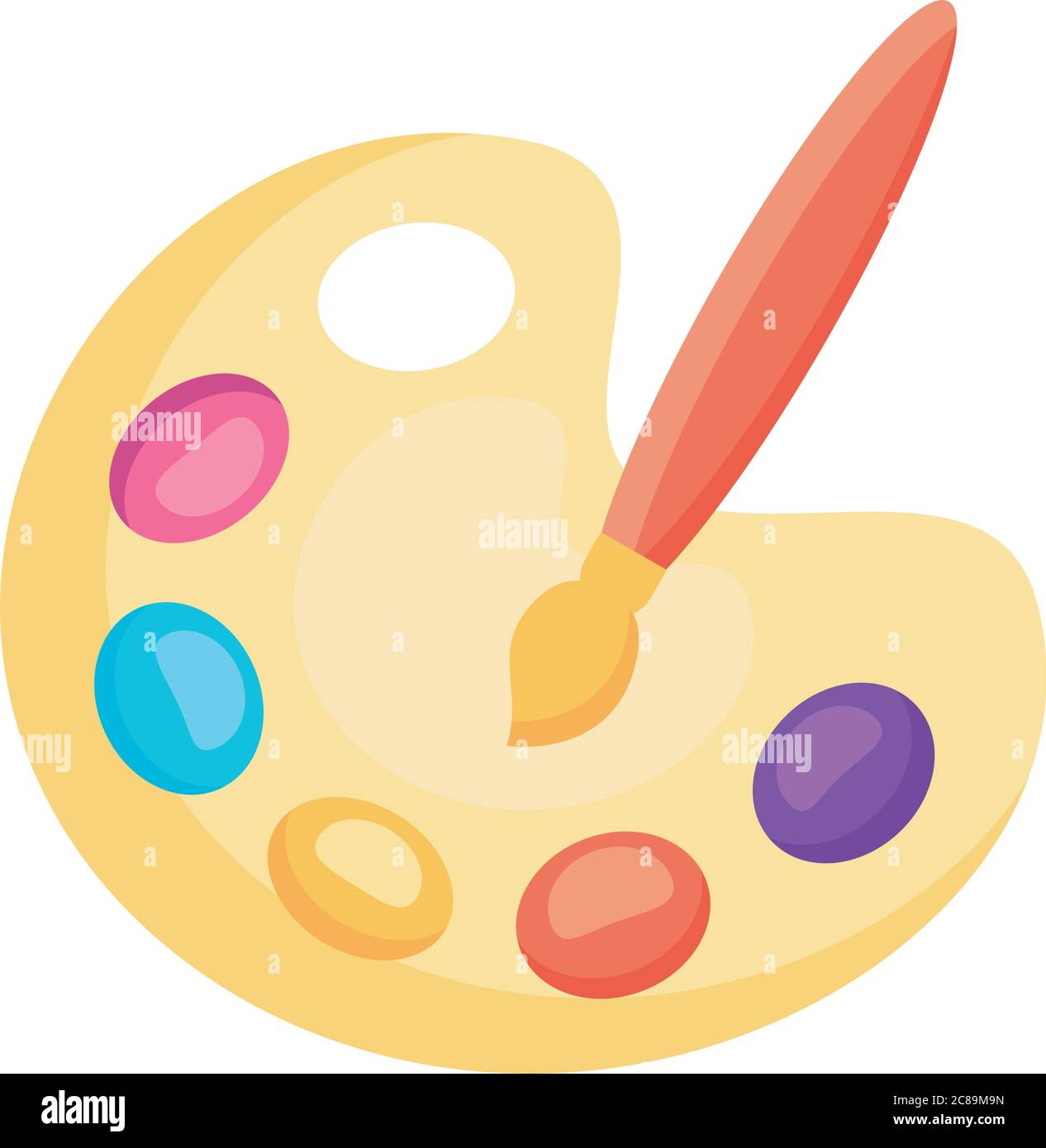 paint brush with palette tool flat style icon vector illustration ...