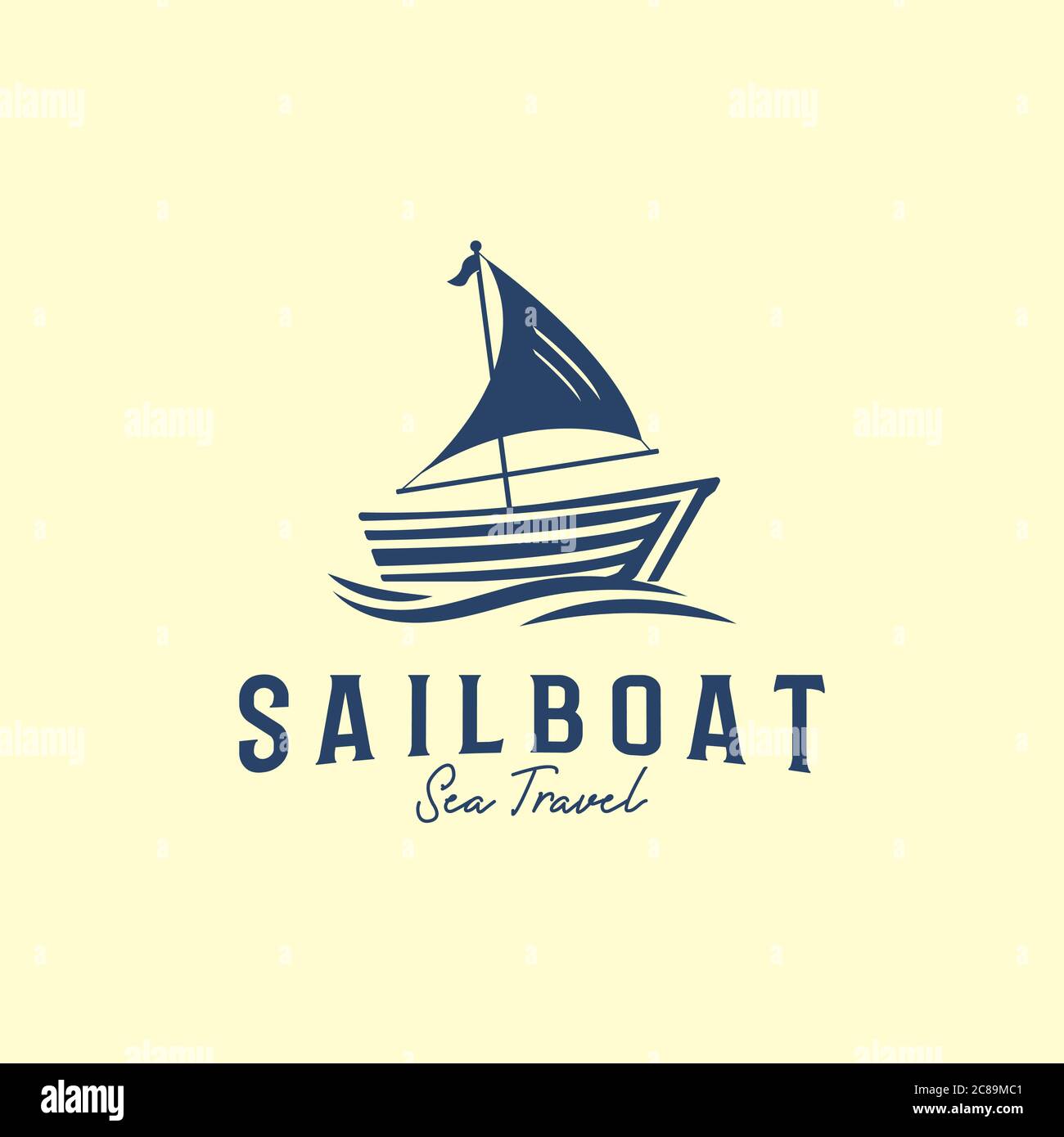 Wood sailboat logo designs template, Yacht sea travel logo icon and symbol Stock Vector