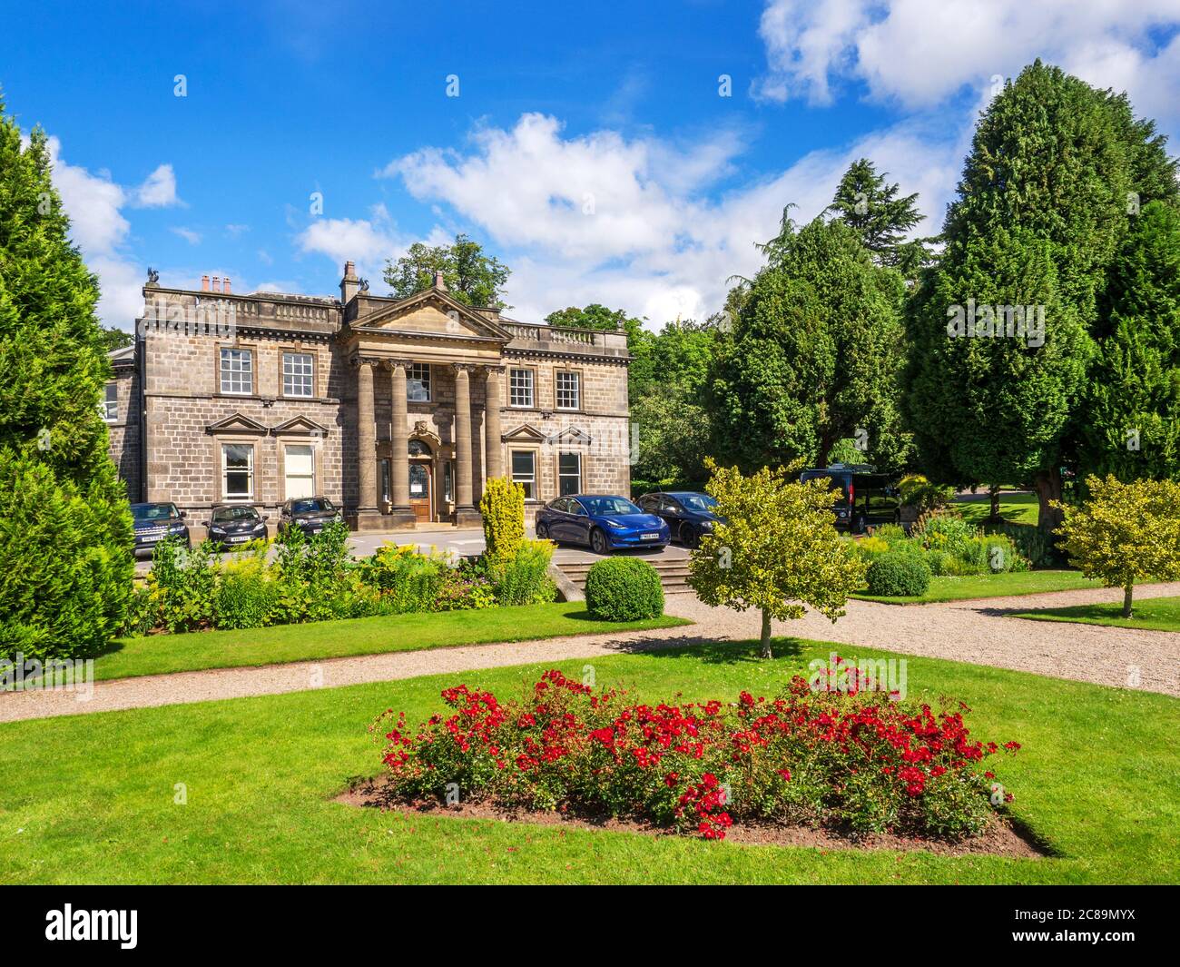 Conyngham Hall from the sunken garden Knaresborough North Yorkshire England Stock Photo
