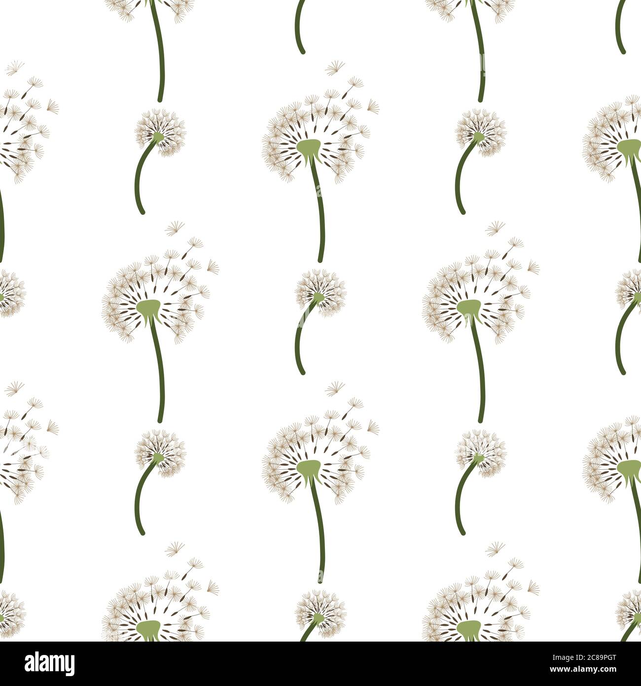 Flying dandelion seed seamless pattern, great design for fabric, wallpaper, background. Vector repeated texture. Stock Vector