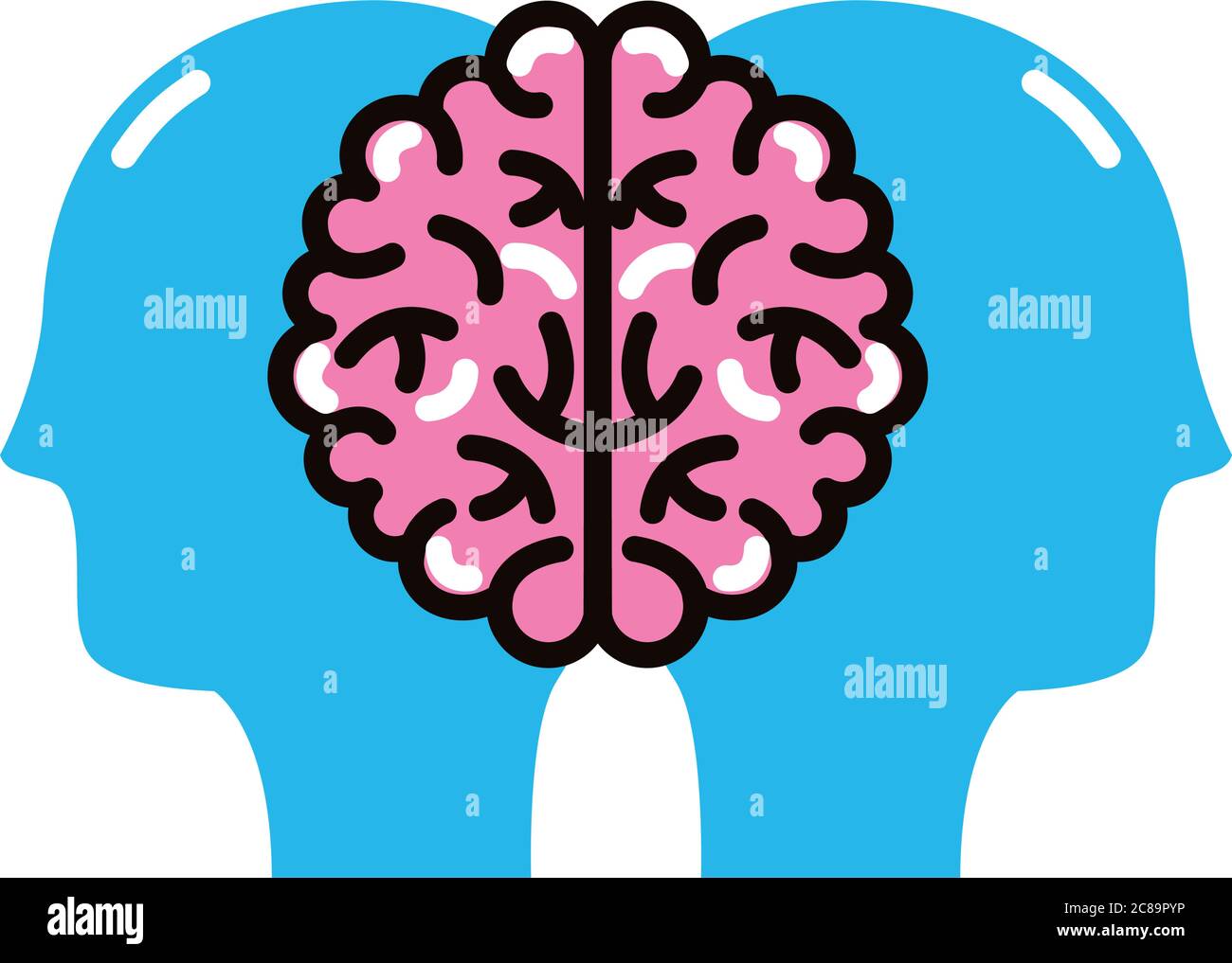 profiles with brain human line and fill style icon vector illustration ...