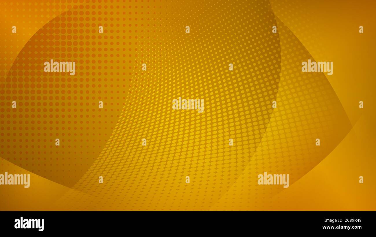 Abstract background of curved surfaces and halftone dots in yellow ...