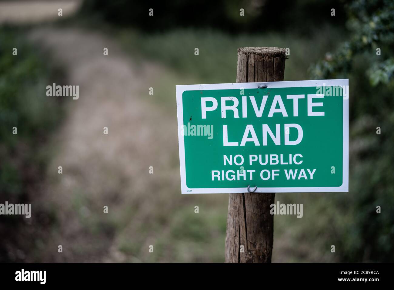 Private Land No Public Right of Way Sign Stock Photo