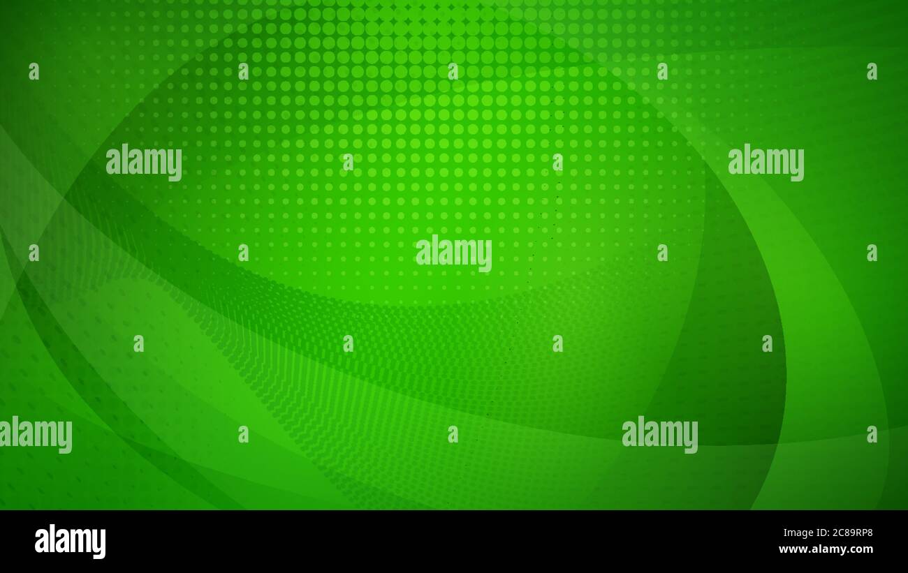 Abstract background of curved surfaces and halftone dots in green ...