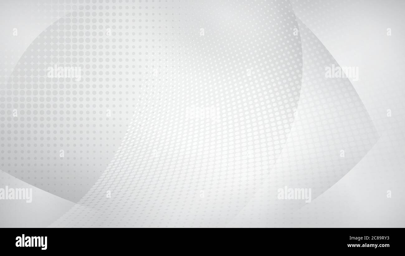 Abstract background of curved surfaces and halftone dots in white and ...
