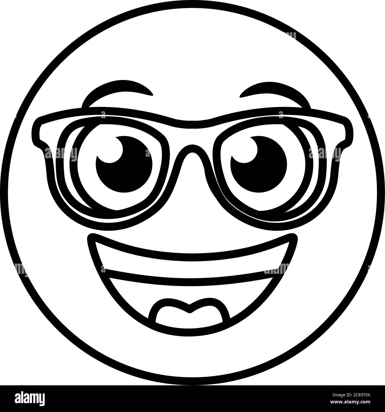 emoji face laughing with eyeglasses line style icon vector illustration design Stock Vector