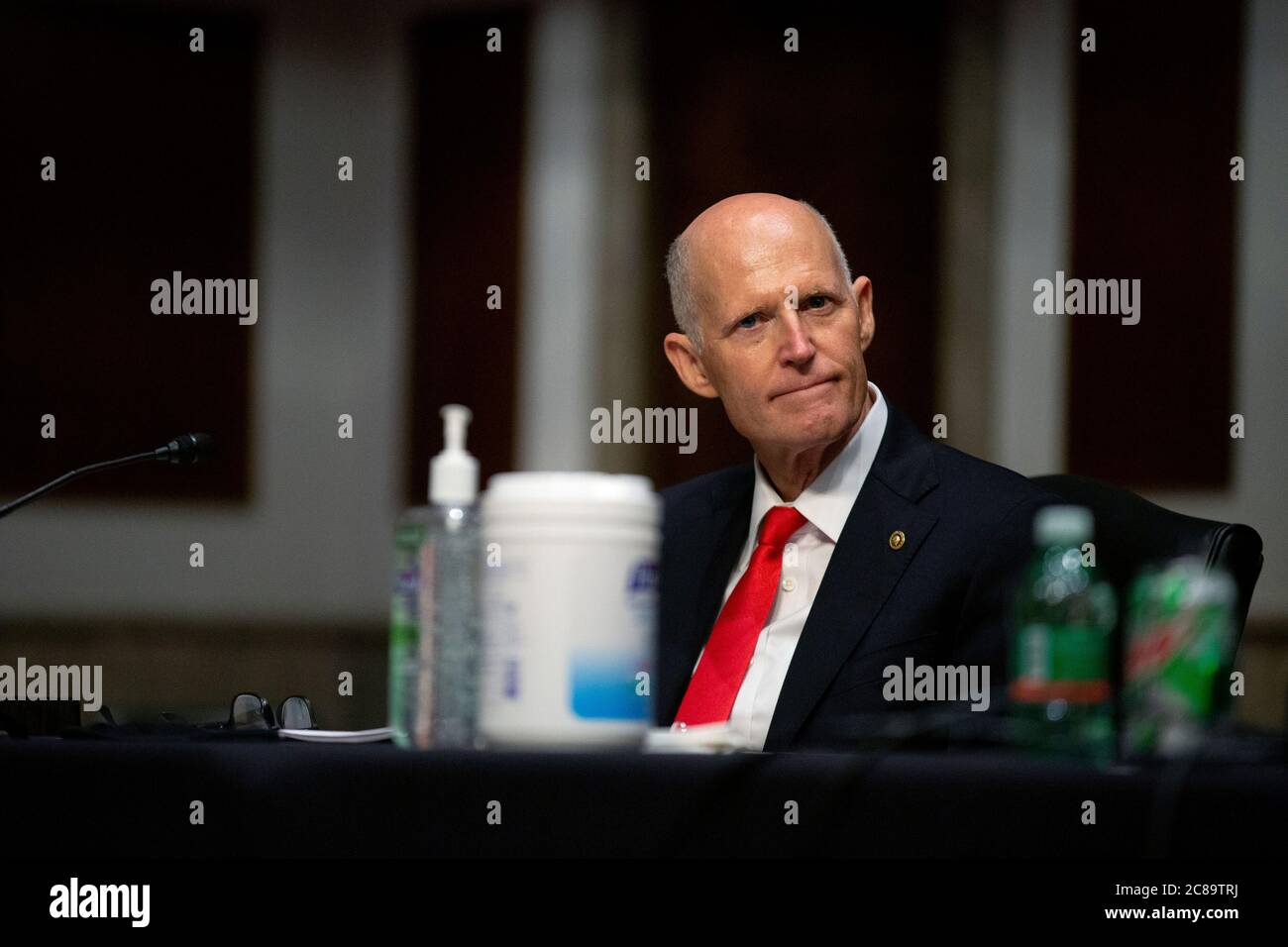United States Senator Rick Scott (Republican of Florida) listens during ...