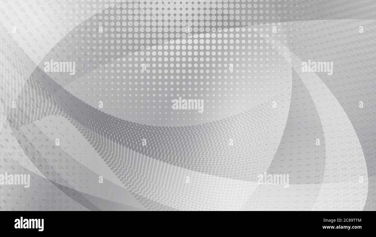 Abstract background of curved surfaces and halftone dots in white and ...