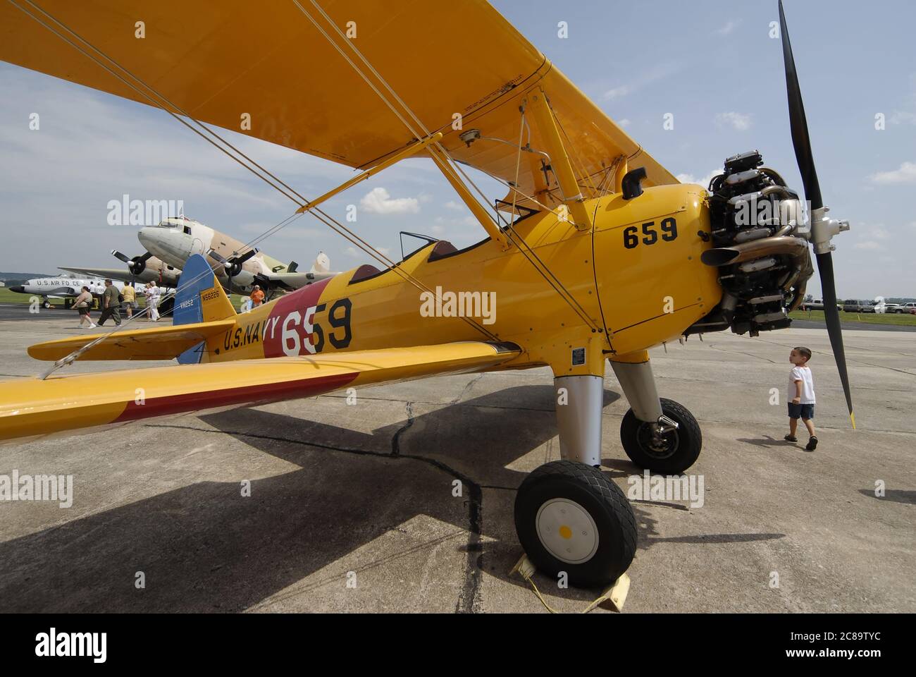 ST. CHARLES, UNITED STATES - Aug 25, 2008: a vintage USA bi-plane at an airshow in Missouri Stock Photo