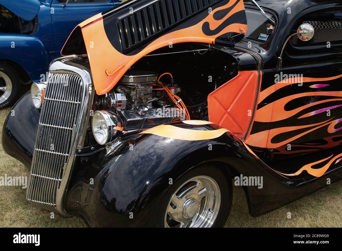 ST. CHARLES, UNITED STATES Aug 18, 2008 A classic car with a flame