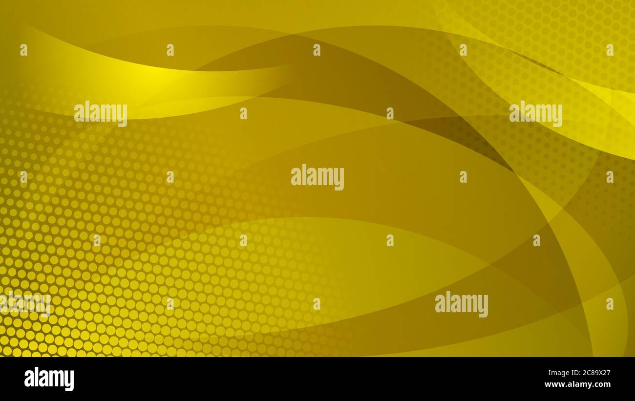 Abstract background of curved lines, curves and halftone dots in yellow ...