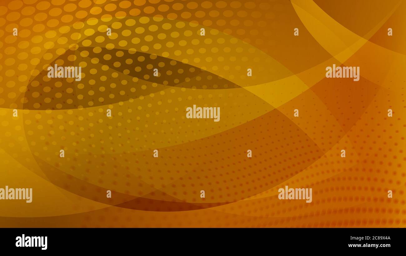 Abstract background of curved lines, curves and halftone dots in yellow ...