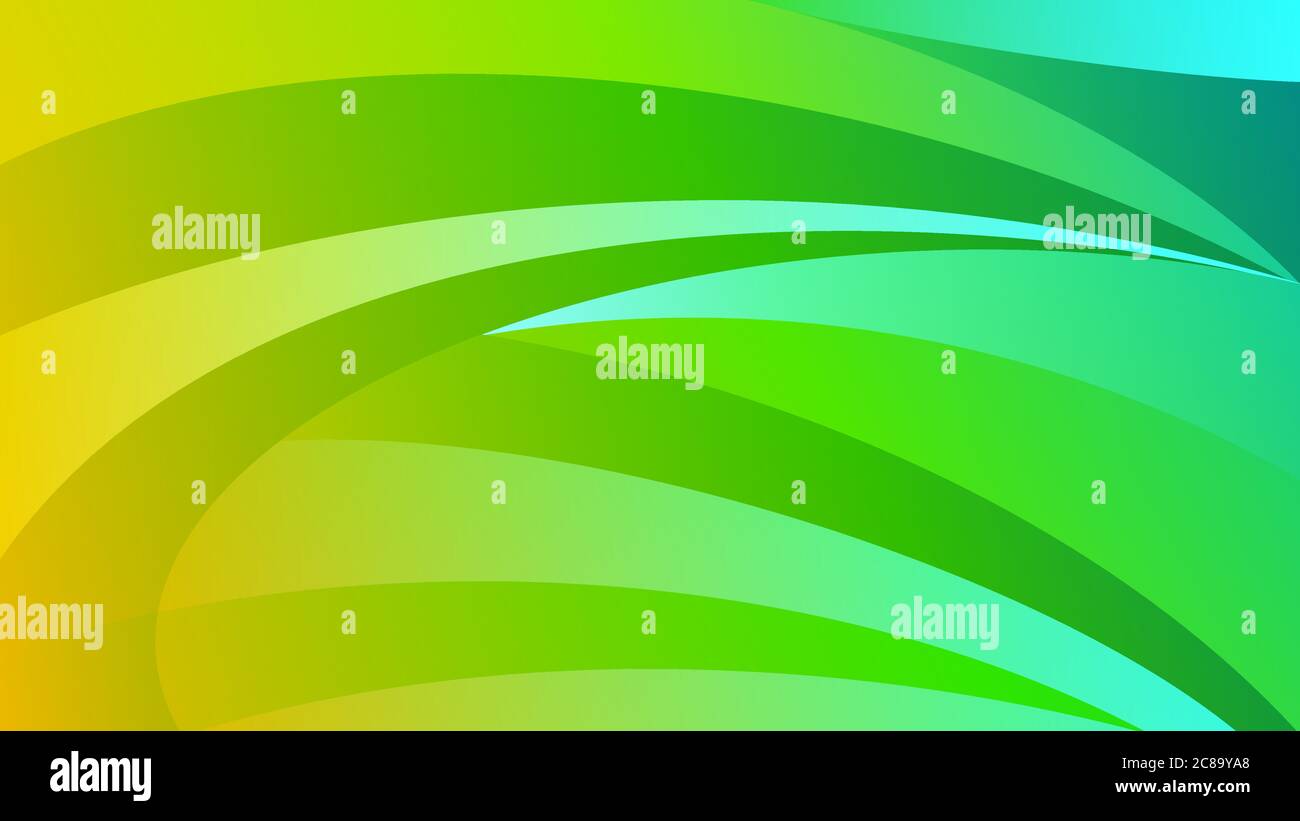 Abstract background of curved lines in green and yellow colors Stock Vector