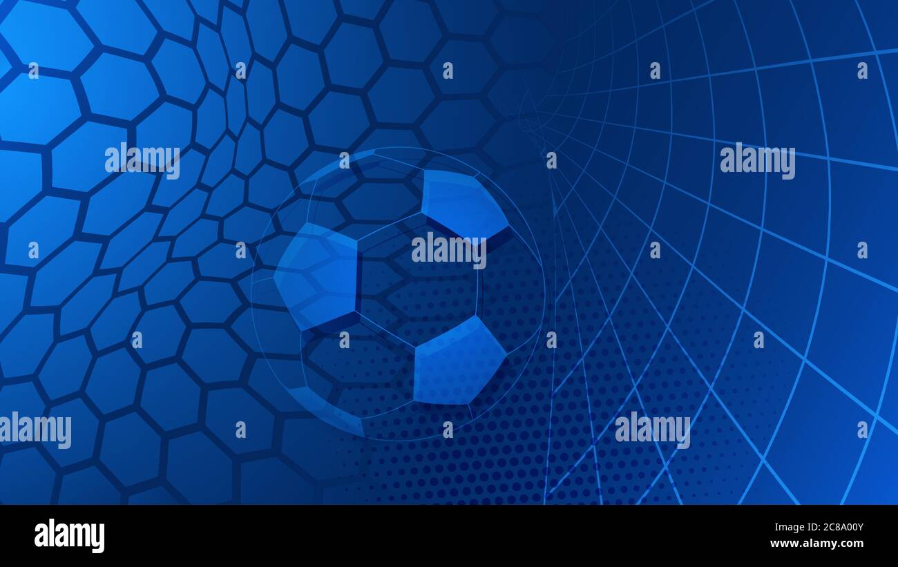 Football or soccer background with big ball in blue colors Stock Vector