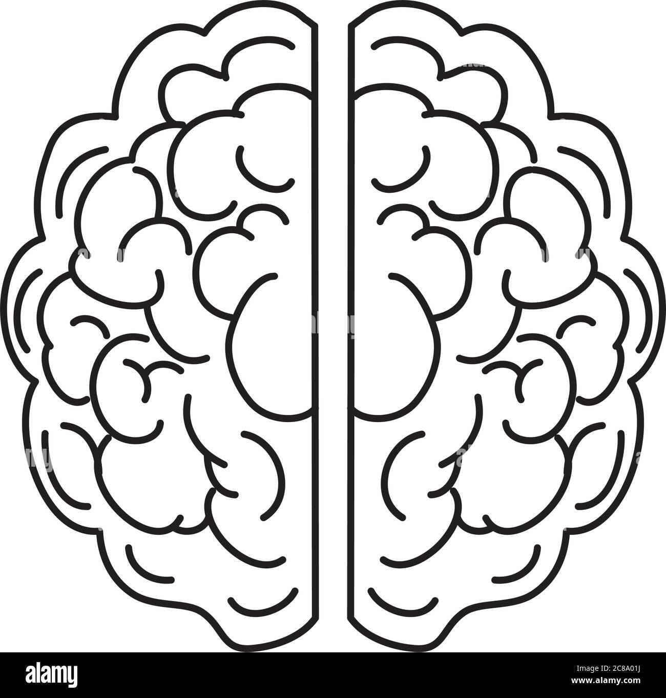human brain icon over white background, line style, vector illustration ...