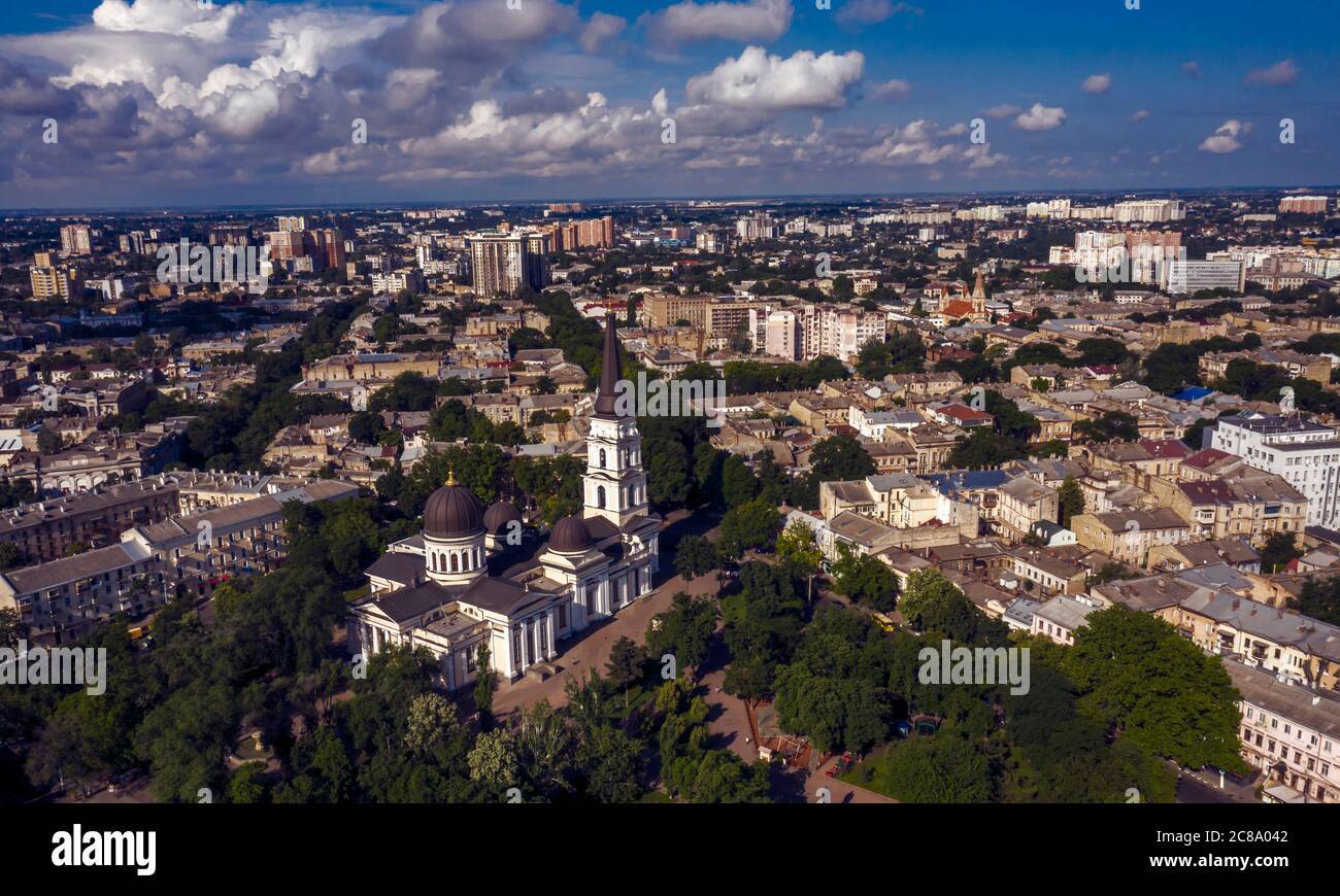 City panorama with Orthodox Cathedral in Odessa, Ukraine, Stock Photo