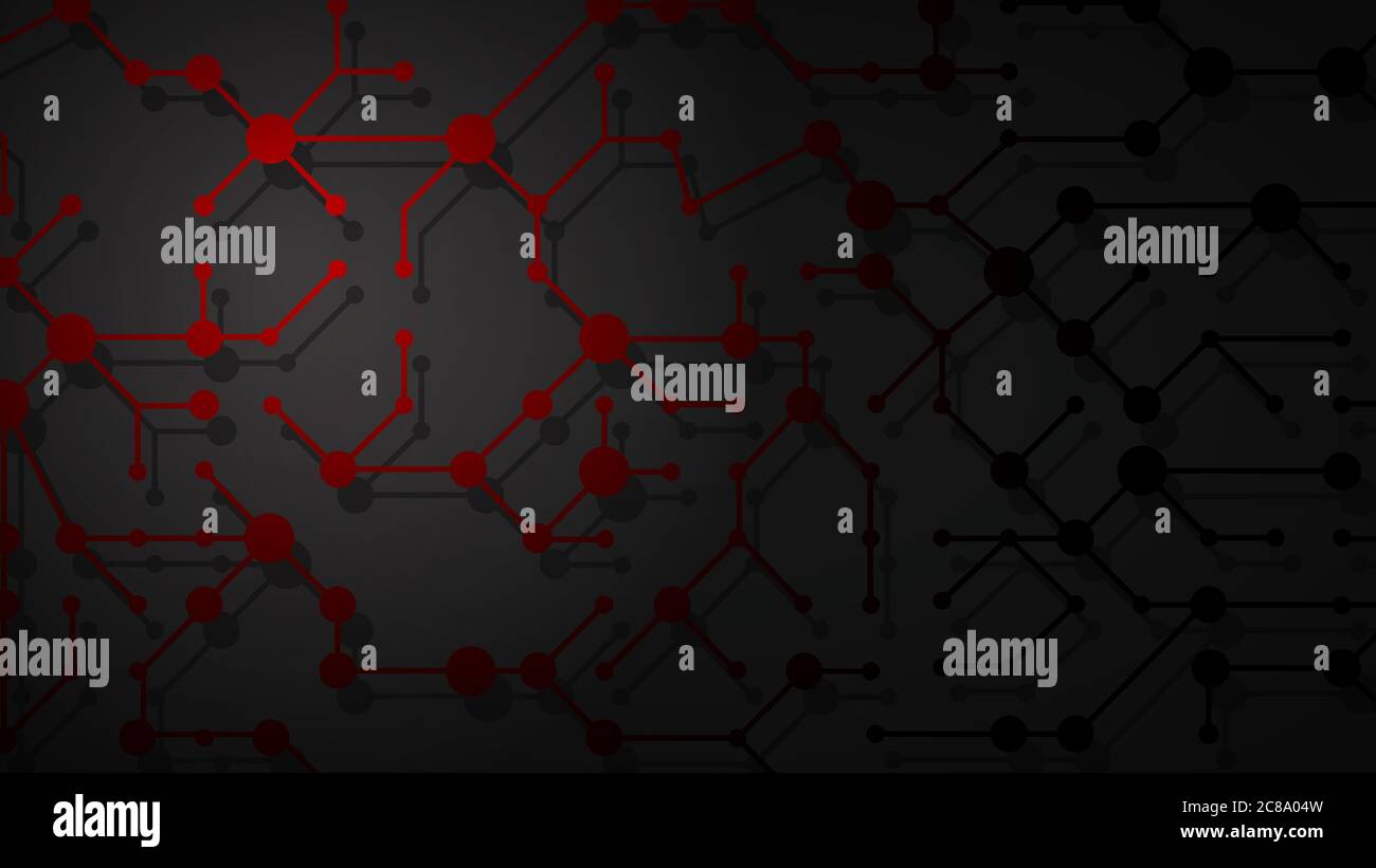 Abstract illustration of red connecting lines and dots with shadows on ...