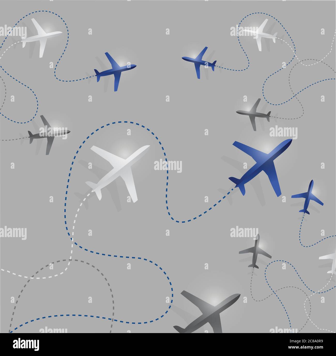 Airplane route destinations illustration design over a grey background Stock Vector