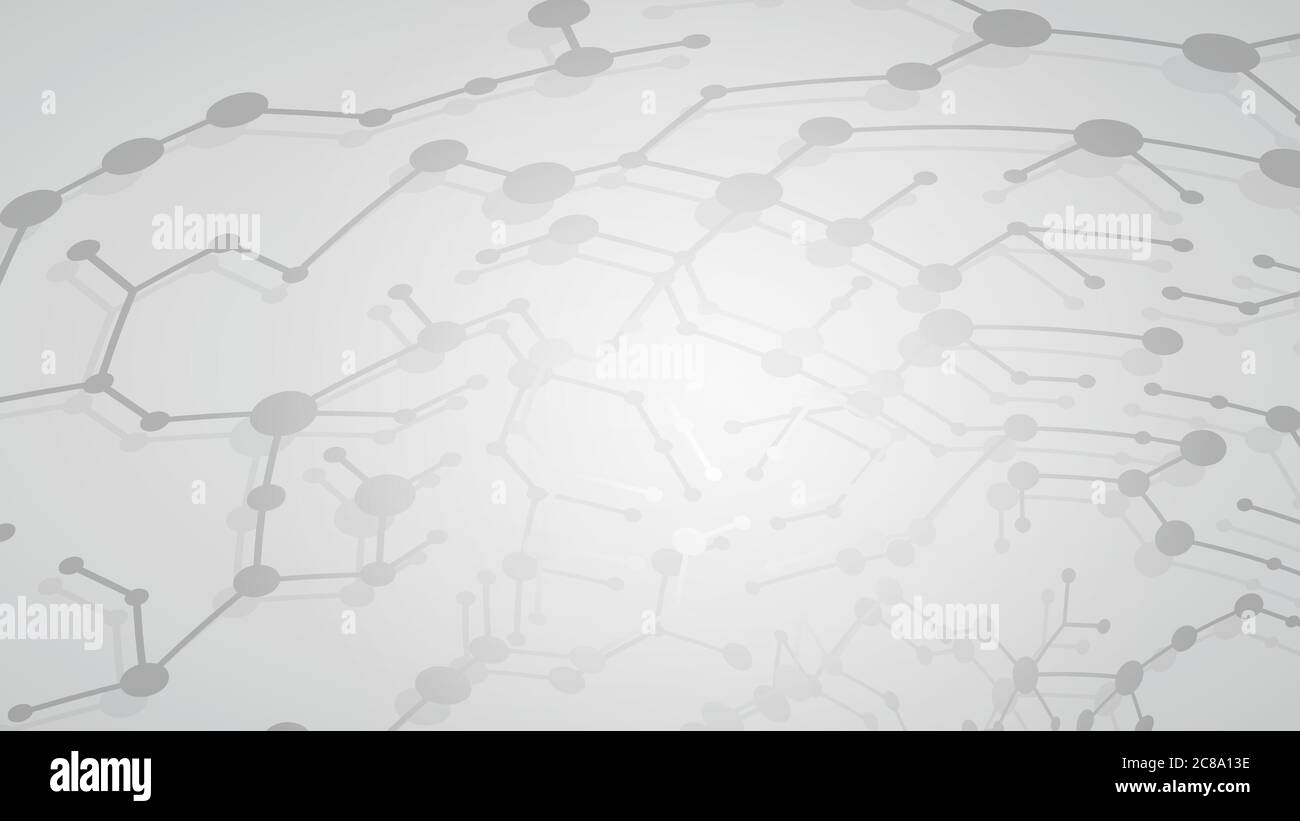 Abstract illustration of gray connecting lines and dots with shadows on white background Stock Vector