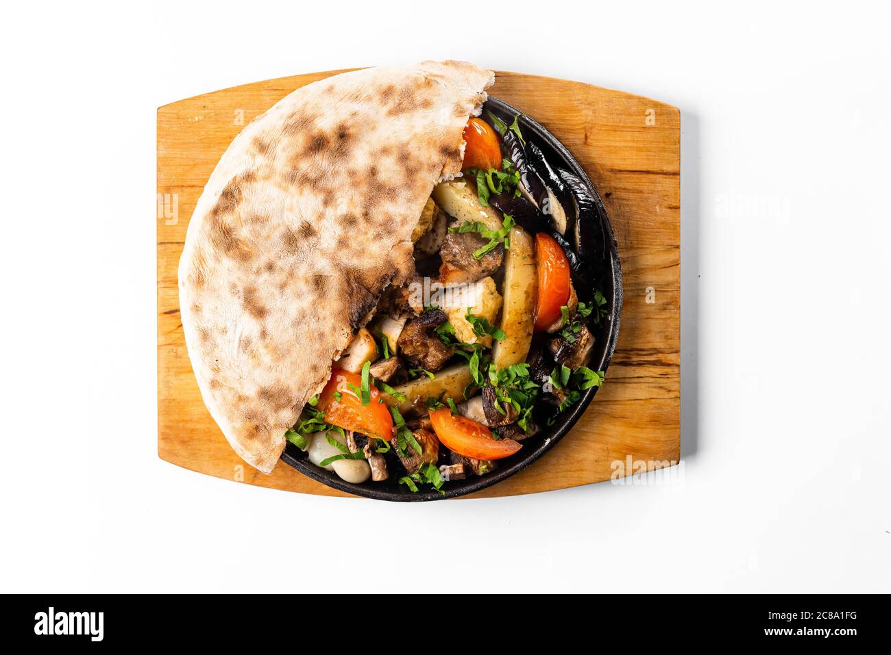 Pan fry with fresh pita bread Stock Photo Alamy