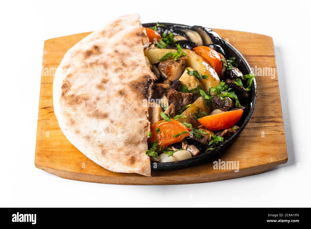 Pan fry with fresh pita bread Stock Photo Alamy
