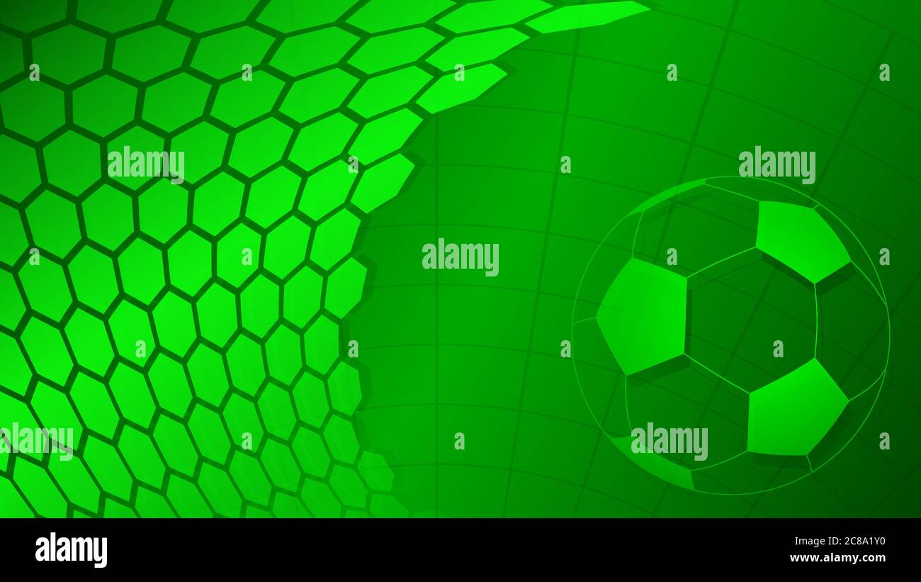 Football or soccer background with big ball in green colors Stock