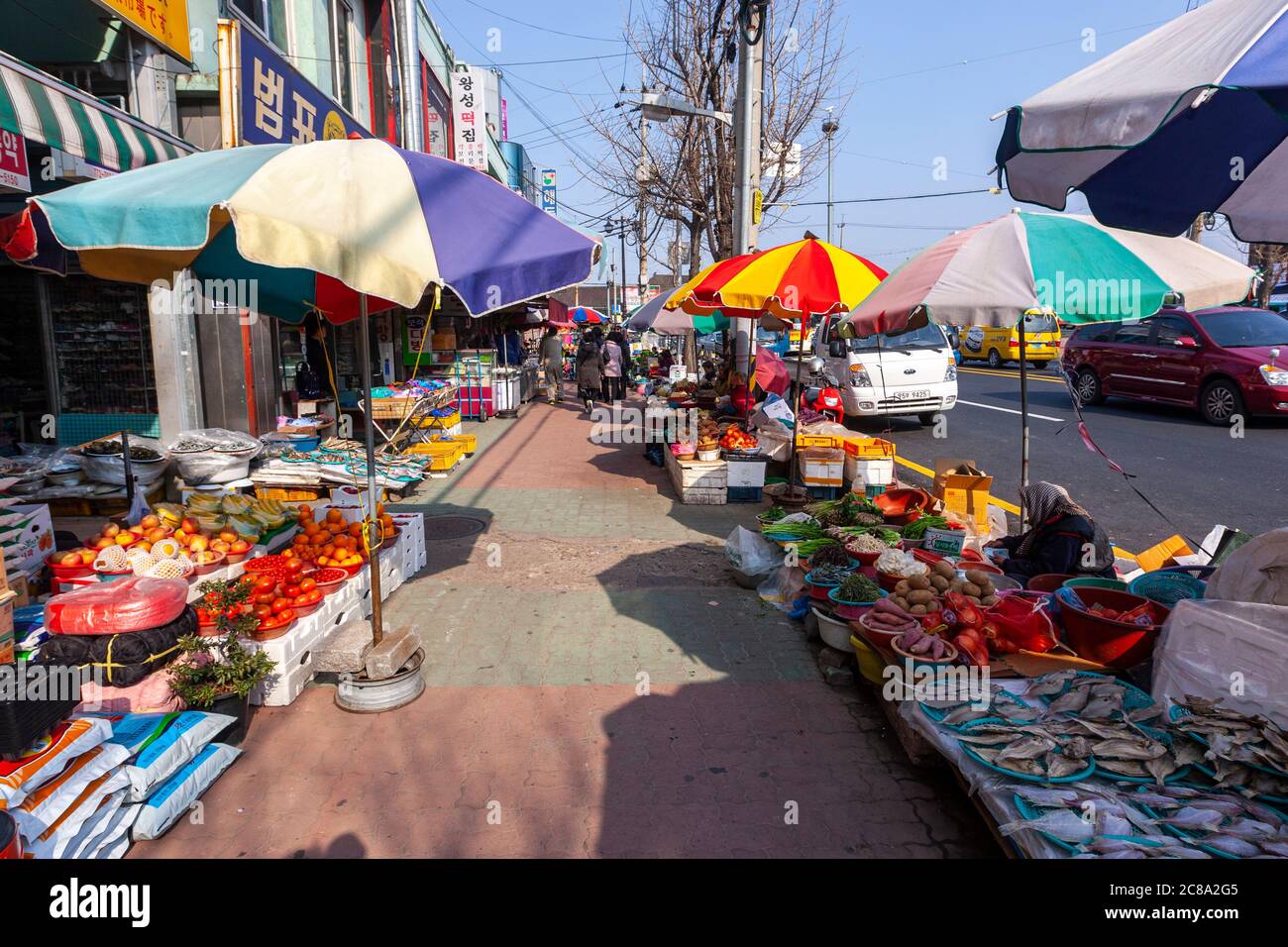 Street vendor outside Traditional Seongdong market, Gyeongju, South