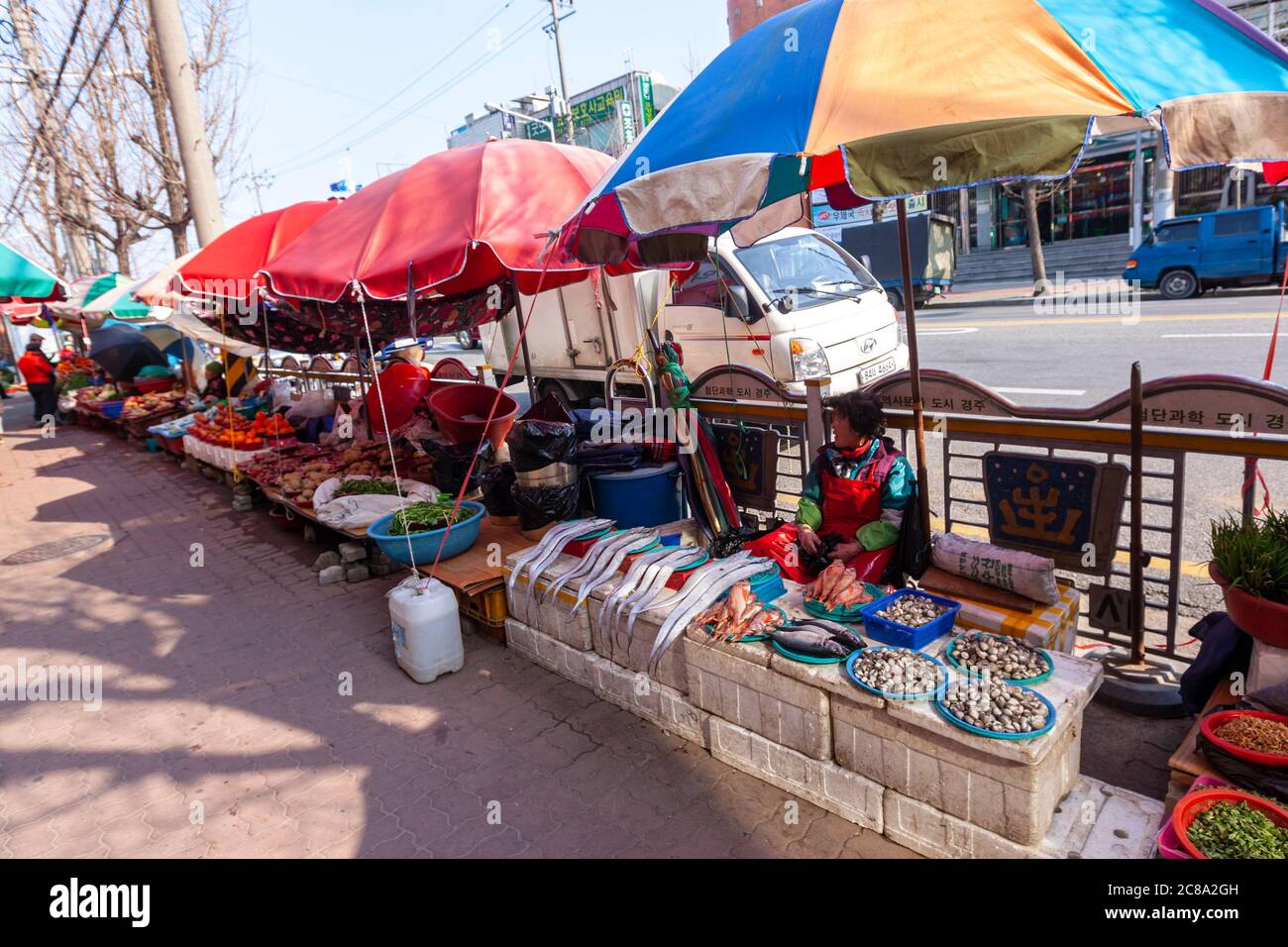 Street vendor outside Traditional Seongdong market, Gyeongju, South